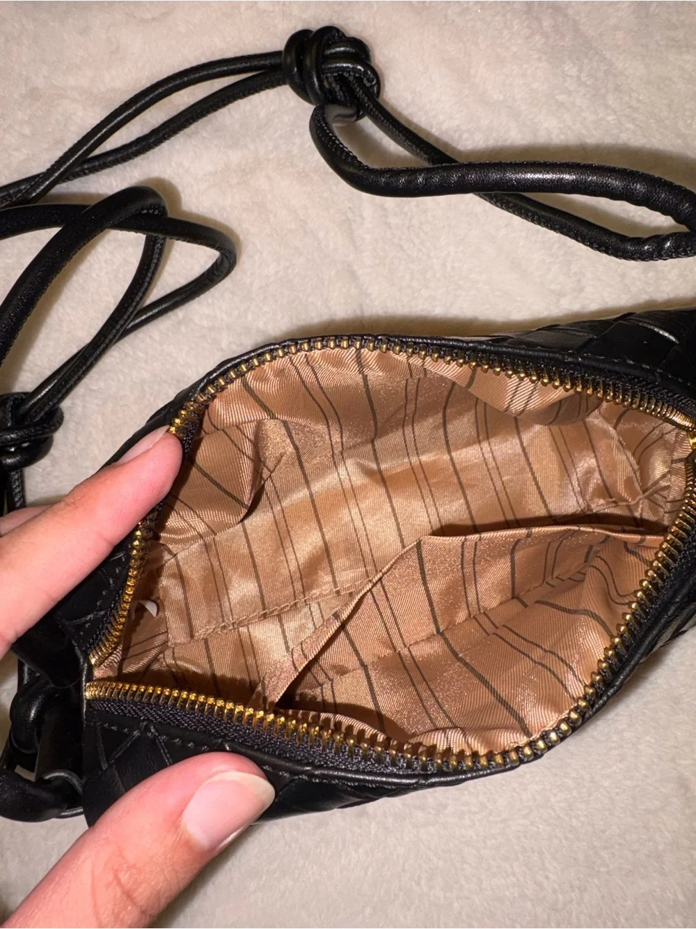 Black Woven Leather Crossbody Bag